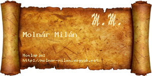 Molnár Milán névjegykártya